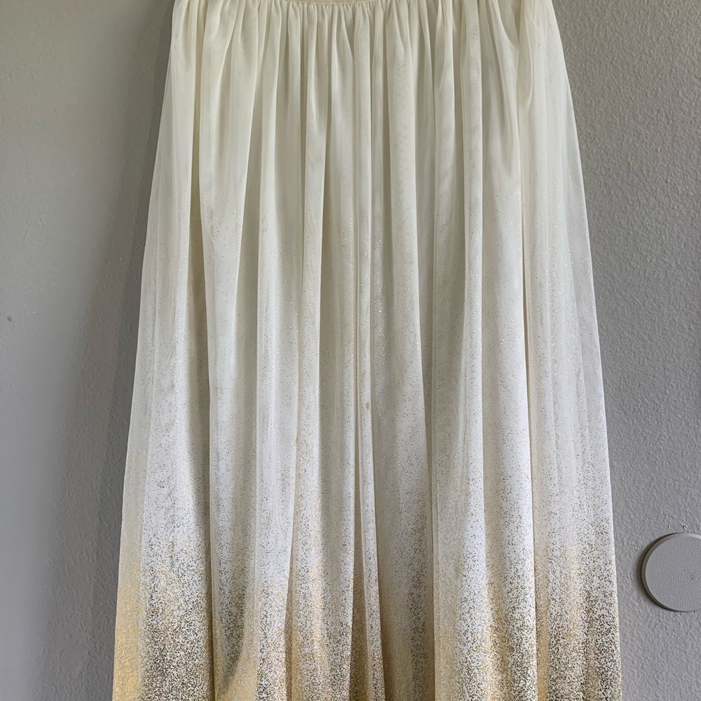 Cherokee White and Gold Maxi tulle Skirt Girls size L 10/12